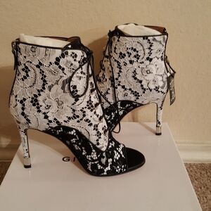 Givenchy Black and White Lace Heels